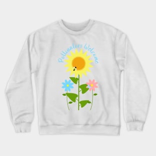Pollinators Welcome with Sunflower, Daisy, Cosmos, Butterfly, and Bee Crewneck Sweatshirt